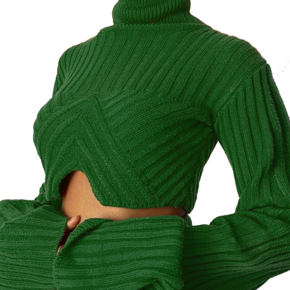 Hanifa Sia Crop Turtleneck Sweater